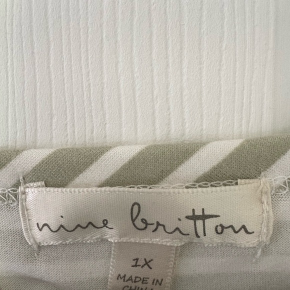 Nine Britton green and white striped Ruffled Blouse - Picture 2 of 2